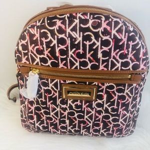 BRAND NEW CALVIN KLEIN BELFAST LEATHER TRIMMED NYLON BACKPACK FOR WOMEN
